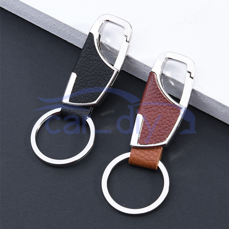 Móc Chìa Khóa Bằng Hợp Kim Thép Không Gỉ Bọc Da Sang Trọng Cho Nam