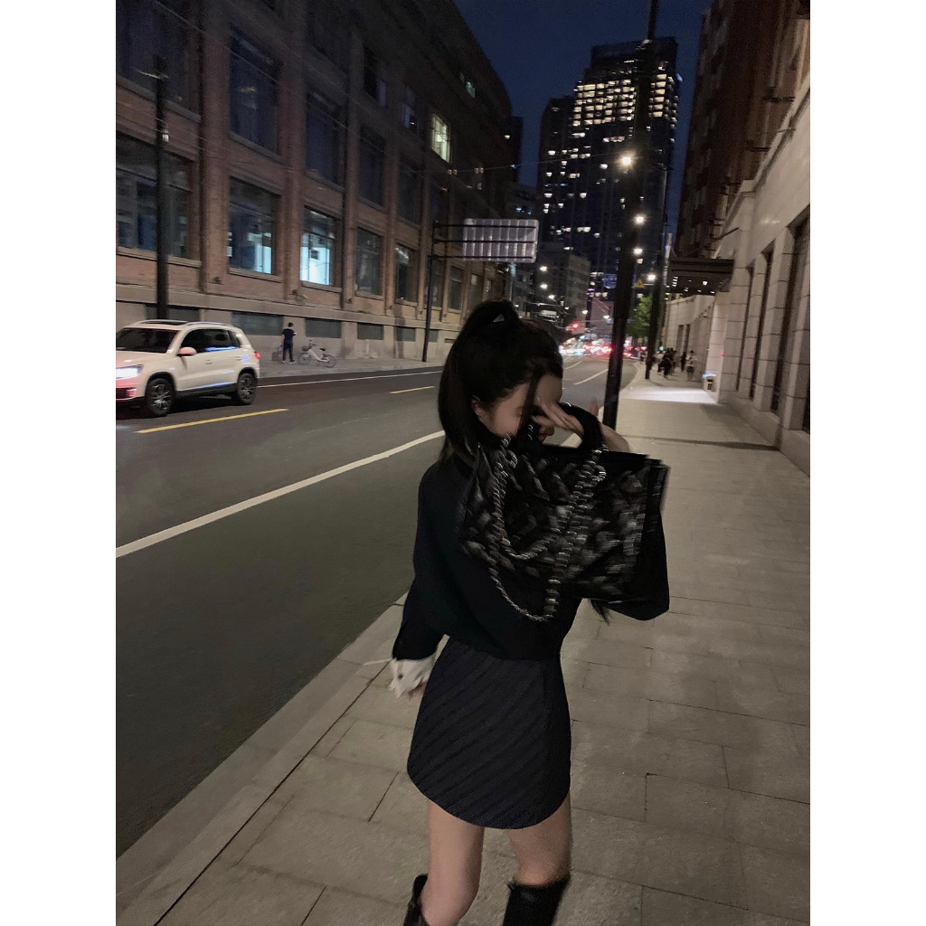 Chân Váy denim Chữ a Dài Tay In Hình Truyện Tranh Một Mảnh Thời Trang Mùa Thu Cho Nữ