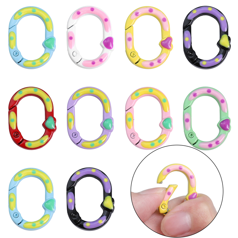 Móc Khóa Hình oval Hai Mặt Họa Tiết Chấm Bi Bằng Hợp Kim 20x28mm diy