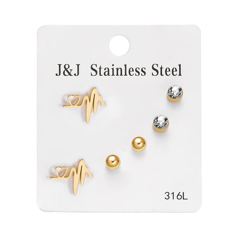 Set 3 đôi bông tai BELLA-BEE kết hợp trái tim sao trăng thời trang