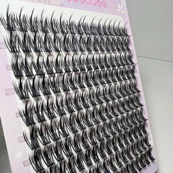 Minijumie MENGJIESHANGPING Hộp Lông Mi Giả 10 Hàng Có Gai Lúa Mì Dày Tự Nhiên