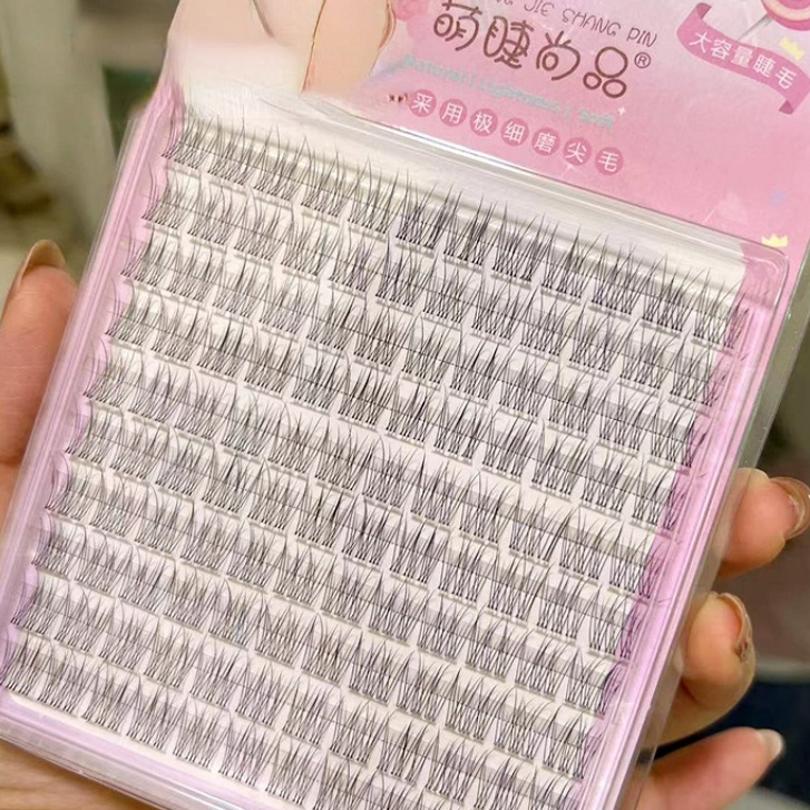 Minijumie MENGJIESHANGPING Hộp Lông Mi Giả 10 Hàng Có Gai Lúa Mì Dày Tự Nhiên