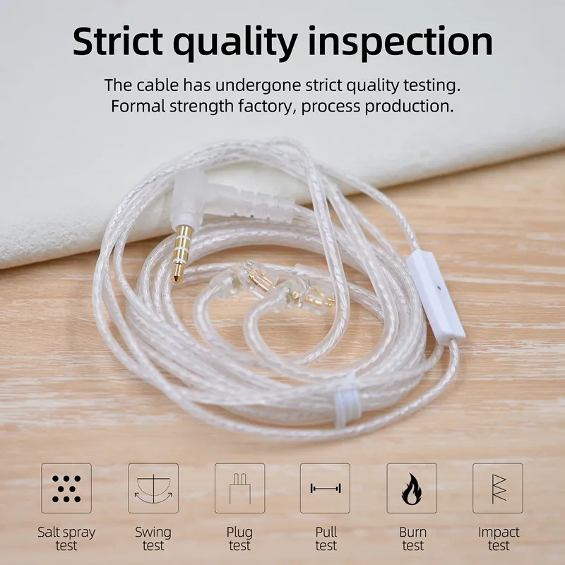 Kz Dây Cáp Tai Nghe Chính Hãng Mạ Vàng / Bạc 0.75 pin Kèm mic Cho kz Zrx edxpro zna zsnprox