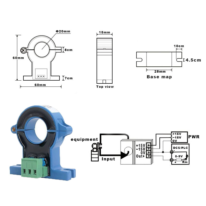 Cảm Biến Dòng Điện ac 100a Đầu Ra 20mm 4-20ma 0-20ma 0-5v 10v