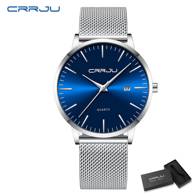 Crrju Đồng Hồ quartz Chạy Kim Siêu Mỏng Chống Thấm Nước Chất Liệu Thép Không Gỉ 2172 m