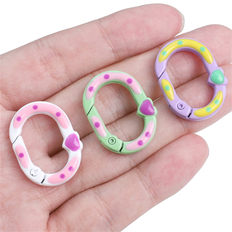 Móc Khóa Hình oval Hai Mặt Họa Tiết Chấm Bi Bằng Hợp Kim 20x28mm diy