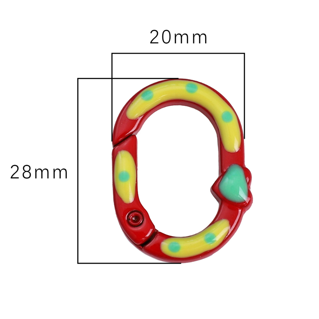 Móc Khóa Hình oval Hai Mặt Họa Tiết Chấm Bi Bằng Hợp Kim 20x28mm diy