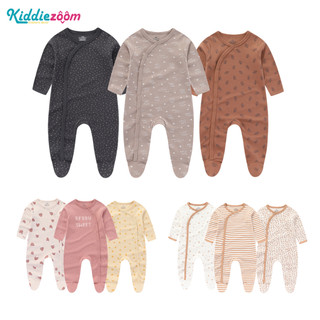 Set 3 bộ áo liền quần bằng cotton tay dài dành cho trẻ em sơ sinh 0-12 tháng