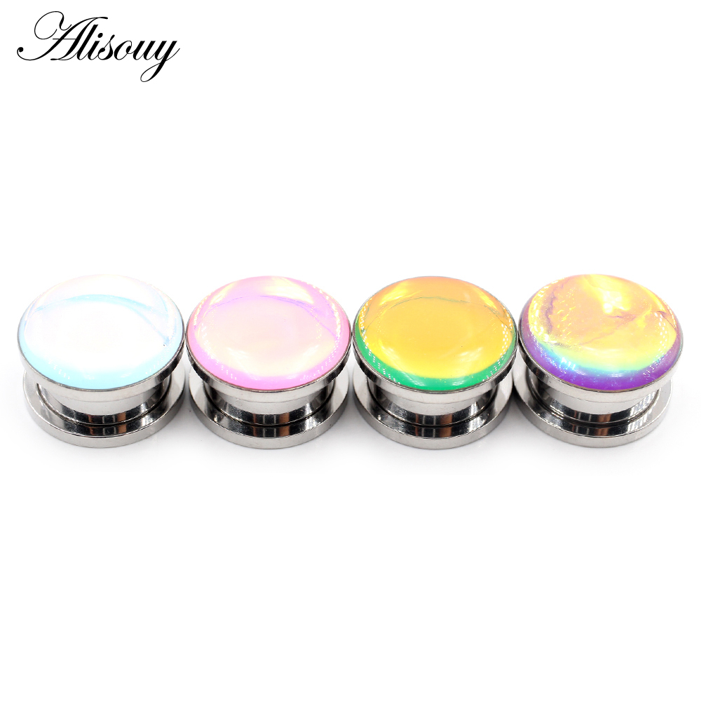 Alisouy Set 2 Khuyên Nong Tai Bằng Thép Không Gỉ Màu Cầu Vồng Cá Tính
