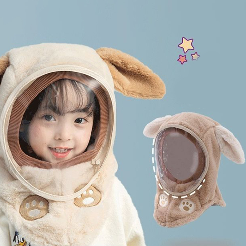 Nuvn Mũ Trùm Đầu Kèm Khẩu Trang Dày Dặn Chống Gió Giữ Ấm Mùa Đông Cho Bé