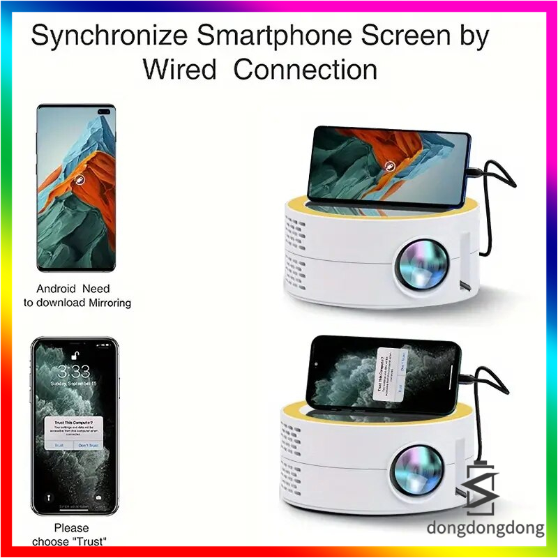 Salange Máy Chiếu Đèn led mini Hỗ Trợ Quay video 1080p usb Đồng Bộ Điện Thoại Thông Minh Cho Trẻ Em pk yt200