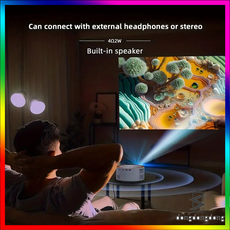 Salange Máy Chiếu Đèn led mini Hỗ Trợ Quay video 1080p usb Đồng Bộ Điện Thoại Thông Minh Cho Trẻ Em pk yt200