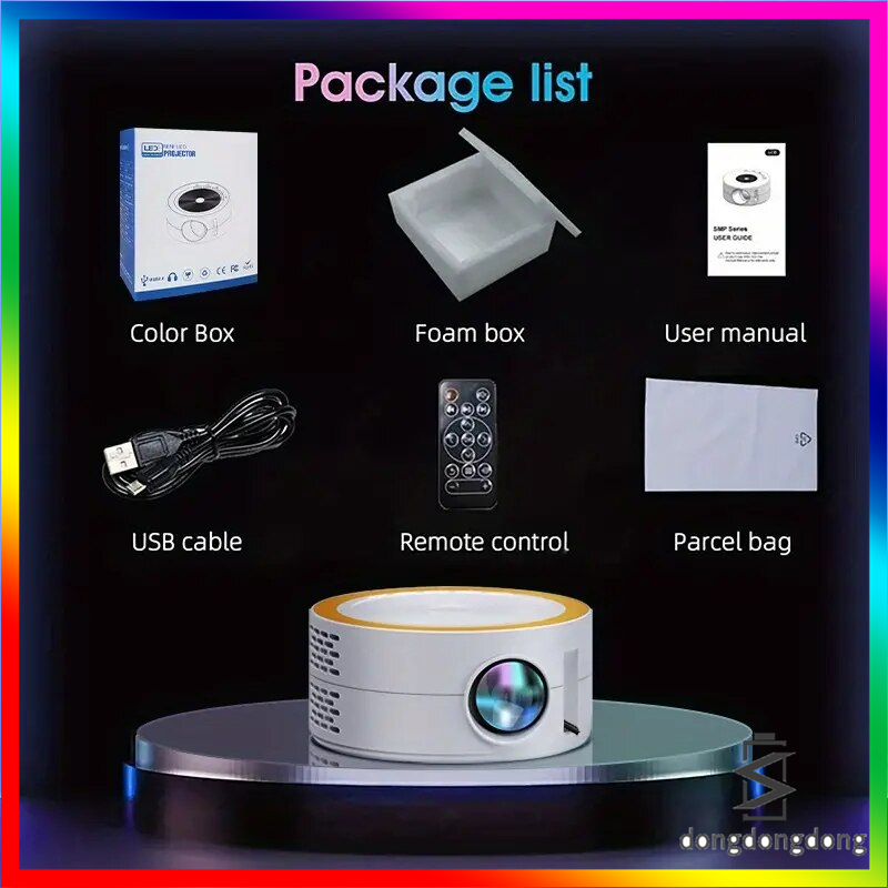 Salange Máy Chiếu Đèn led mini Hỗ Trợ Quay video 1080p usb Đồng Bộ Điện Thoại Thông Minh Cho Trẻ Em pk yt200