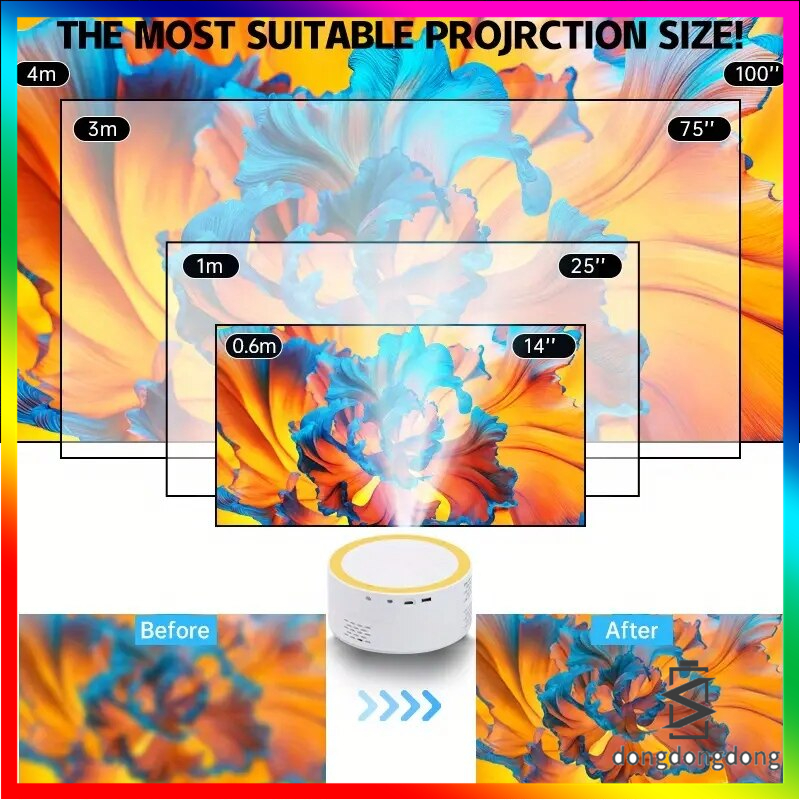 Salange Máy Chiếu Đèn led mini Hỗ Trợ Quay video 1080p usb Đồng Bộ Điện Thoại Thông Minh Cho Trẻ Em pk yt200