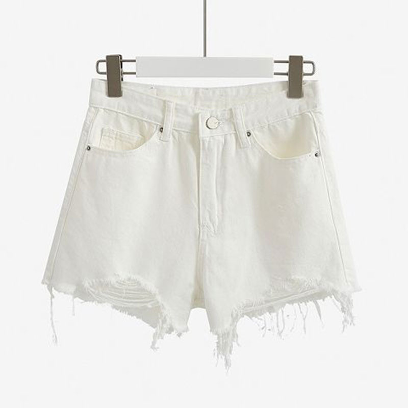 You You Quần Short jeans Lưng Cao Ống Rộng Thiết Kế Xẻ Rách Cá Tính