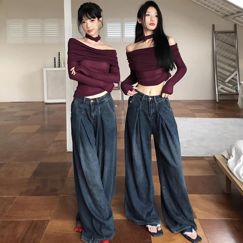 Áo croptop GUI MA tay dài trễ vai quyến rũ thời trang cho nữ