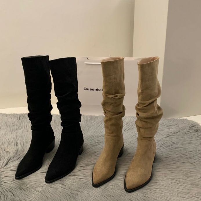 YAOLI Giày Boot Cao Gót Cao Cổ Thiết Kế Mới Thời Trang Theo Phong Cách Hàn Quốc