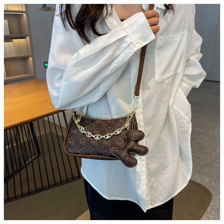 Ielgy Túi Xách Da pu Đeo Vai Phối Dây Xích Kiểu Pháp Thời Trang Cho Nữ