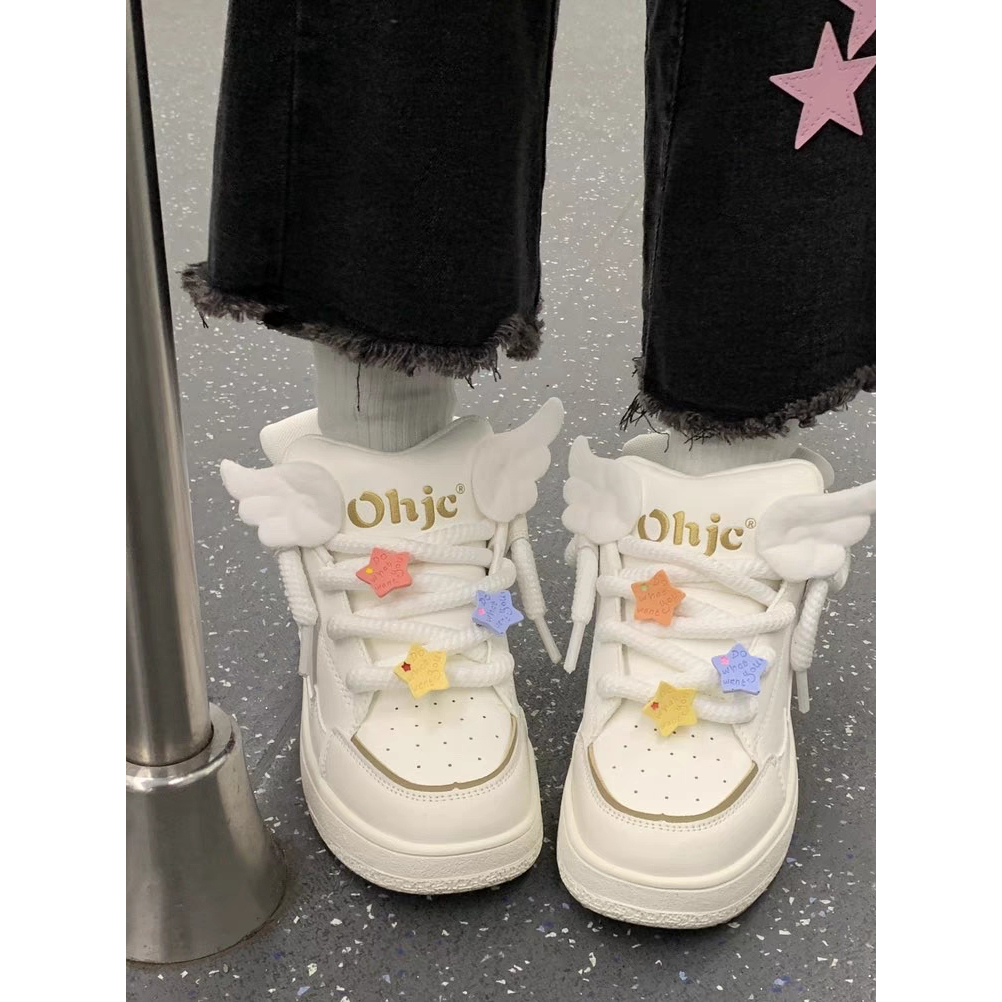 YAOLI  dễ thương star wings giày thể thao tân sinh viên phong cách hàn quốc giày trắng