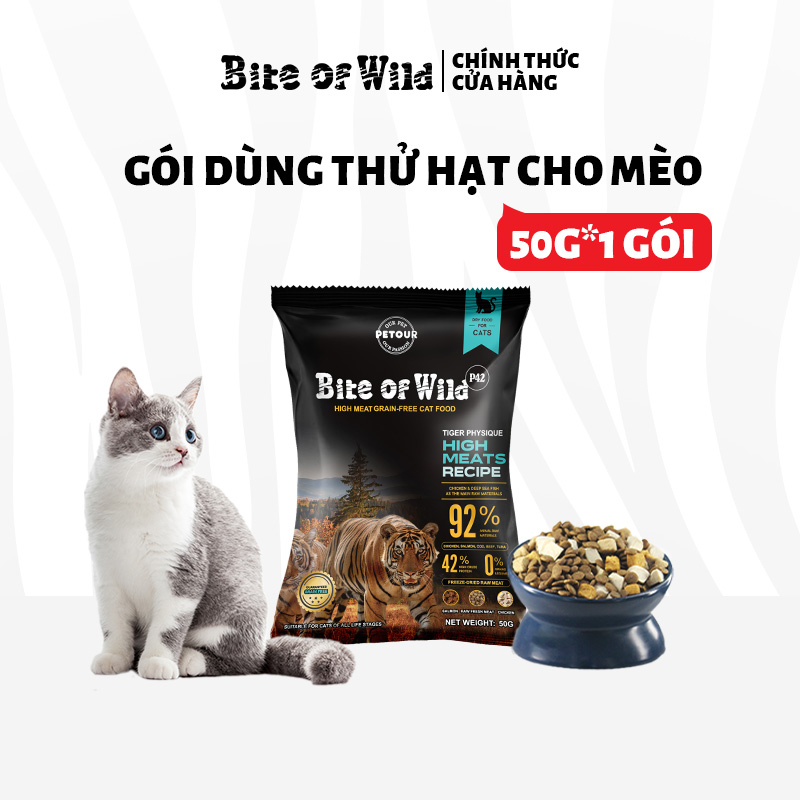 【Flash Sale】Thức ăn hạt BITE OF WILD 100% không chứa ngũ cốc với viên cá hồi / thịt tươi / gà cho mèo ở mọi lứa tuổi - 100g