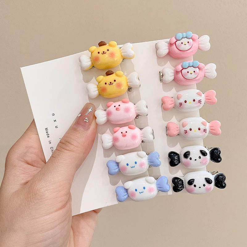 SANRIO Mới Set 1 / 6 Kẹp Tóc mini Họa Tiết Hoạt Hình Dễ Thương