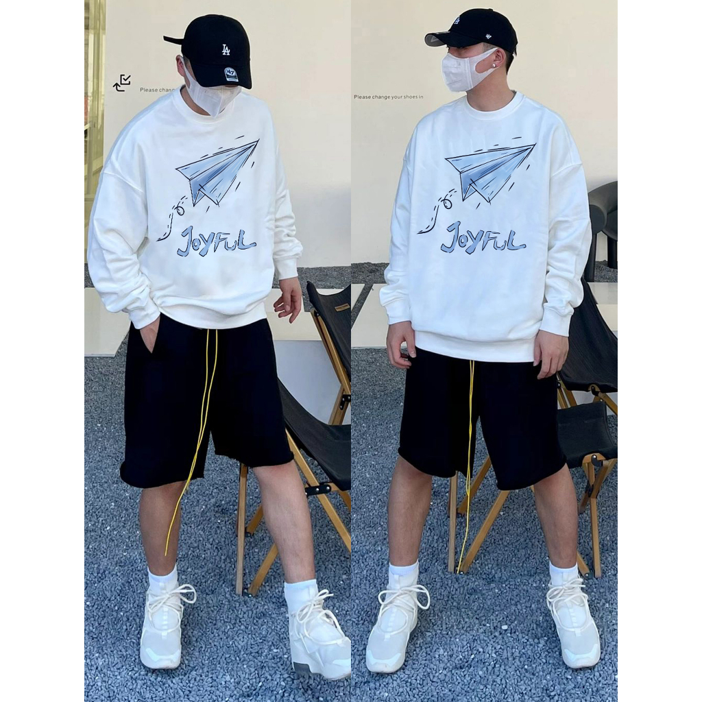 Áo sweater cotton Cổ Tròn Dáng Rộng In Hình Quả Lê plus size