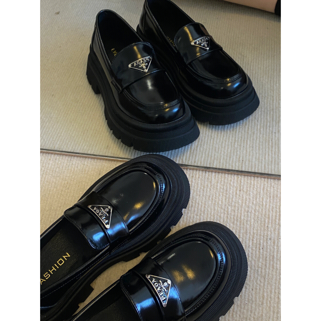 Giày Lười Da Đế Dày Tăng Chiều Cao Mũi Tròn Thời Trang Xuân Hè 2023