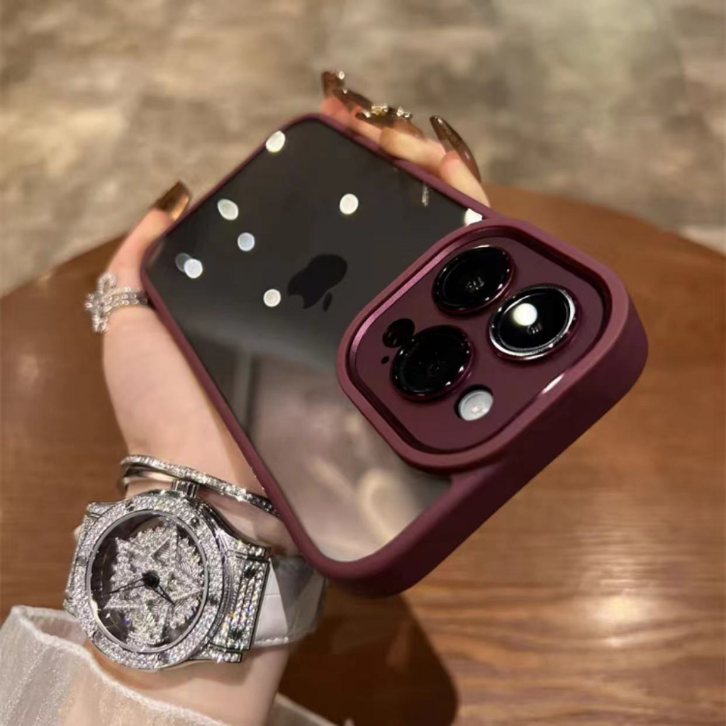 Sang Trọng Ốp Điện Thoại armor Trong Suốt Viền Kim Loại Chống Sốc Cho iphone 11 12 13 14 pro max 14 plus