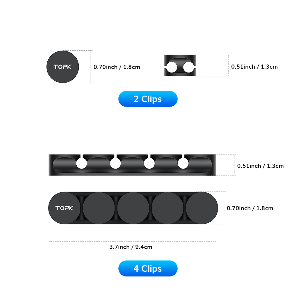 Phụ kiện kẹp dây cáp USB TOPK L18 cho văn phòng/ xe hơi và bàn máy tính