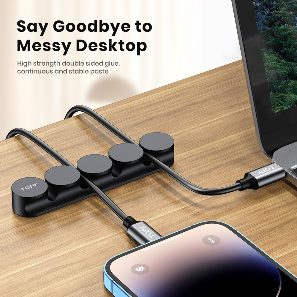 Phụ kiện kẹp dây cáp USB TOPK L18 cho văn phòng/ xe hơi và bàn máy tính