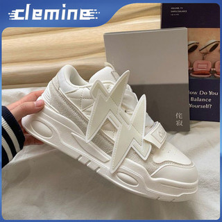 Clemine giày thể thao da pu đế bằng cột dây thời trang cho nữ