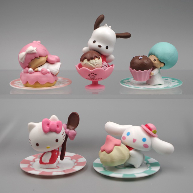 Bộ 5 Mô Hình Nhân Vật Hoạt Hình sanrio hello kitty 3-5cm