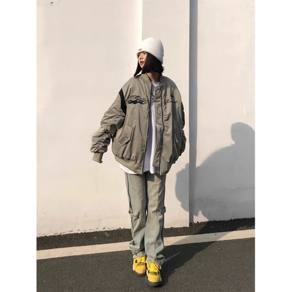 Evisnshi Áo Khoác bomber Phong Cách retro Thời Trang Cho Nam