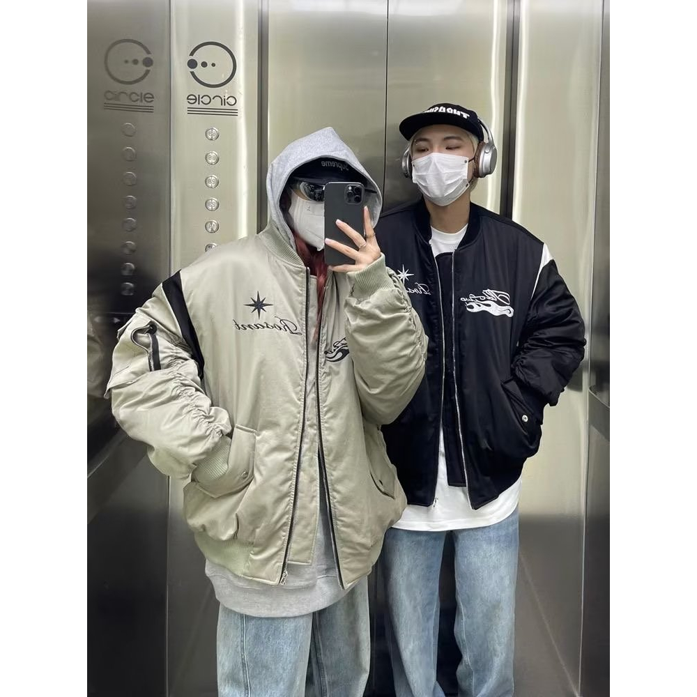 Evisnshi Áo Khoác bomber Phong Cách retro Thời Trang Cho Nam