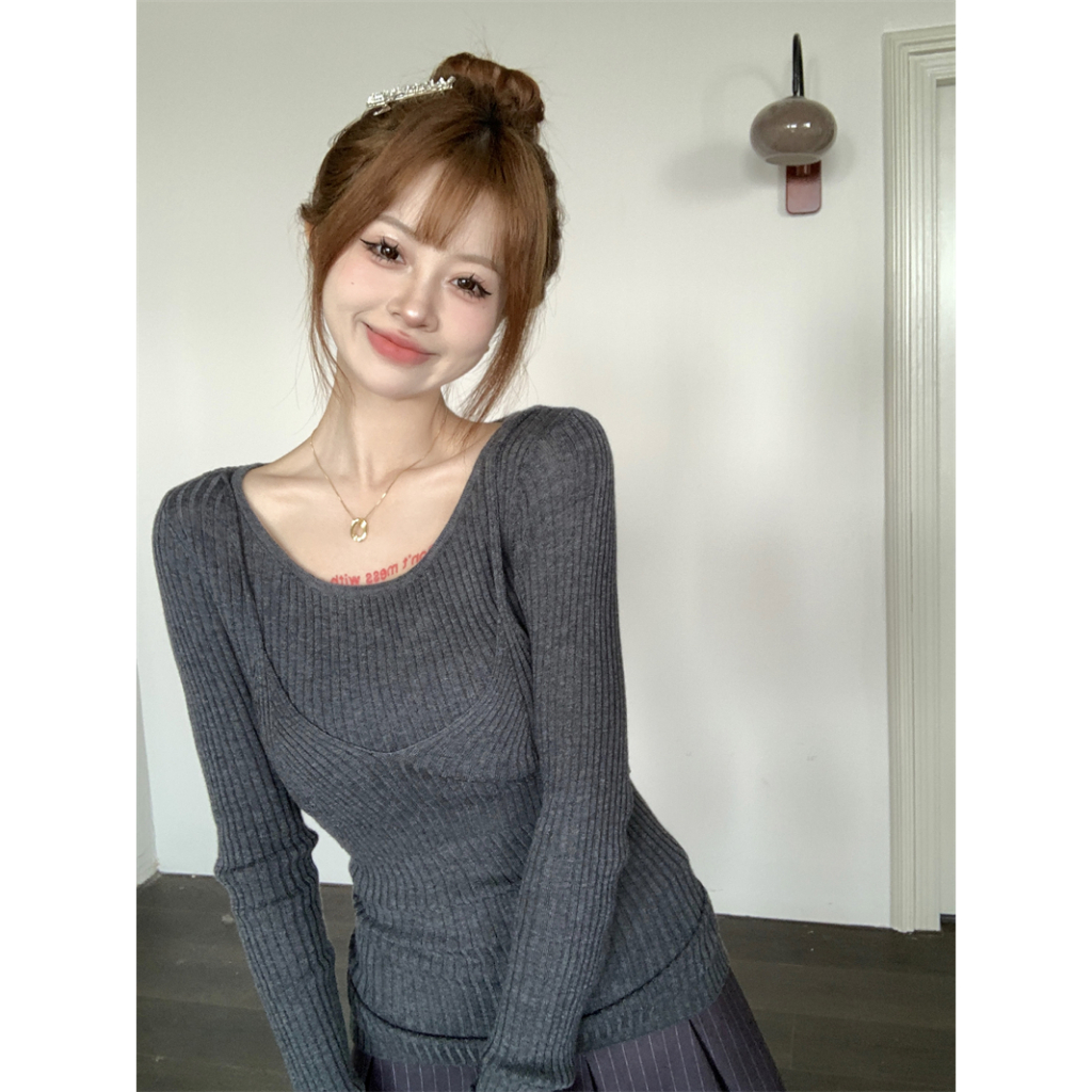ZWQFP Áo Dệt Kim Tay Dài Hở Lưng Thời Trang Thu Đông