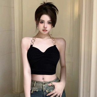 Áo croptop sát nách màu đen thời trang mùa hè phong cách hàn quốc cho nữ