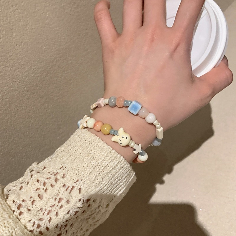 Vòng Tay Chuỗi Hạt Hình Ngôi Sao Màu macaron Thời Trang Dùng Làm Quà Tặng Sinh Nhật Cho Bạn Gái