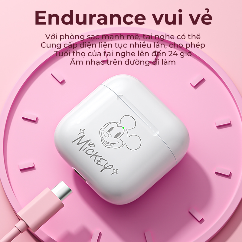 Tai Nghe Nhét Tai Bluetooth Disney Pro4  không dây Earphone Giảm Tiếng ồn dễ Thương ở chế độ Chờ Lâu Có Micrô Cho oxiaomi