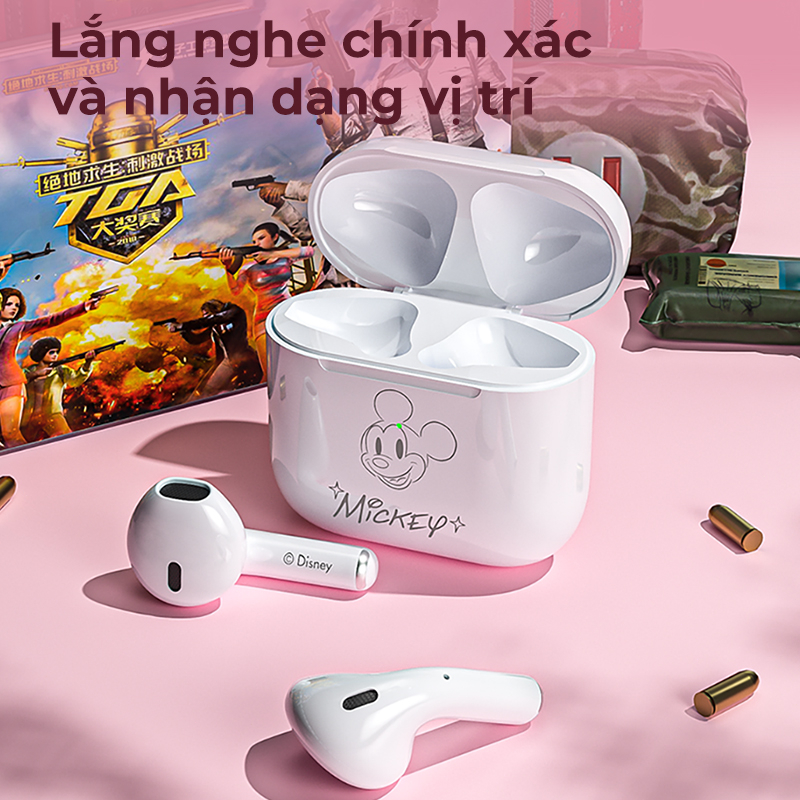Tai Nghe Nhét Tai Bluetooth Disney Pro4  không dây Earphone Giảm Tiếng ồn dễ Thương ở chế độ Chờ Lâu Có Micrô Cho oxiaomi