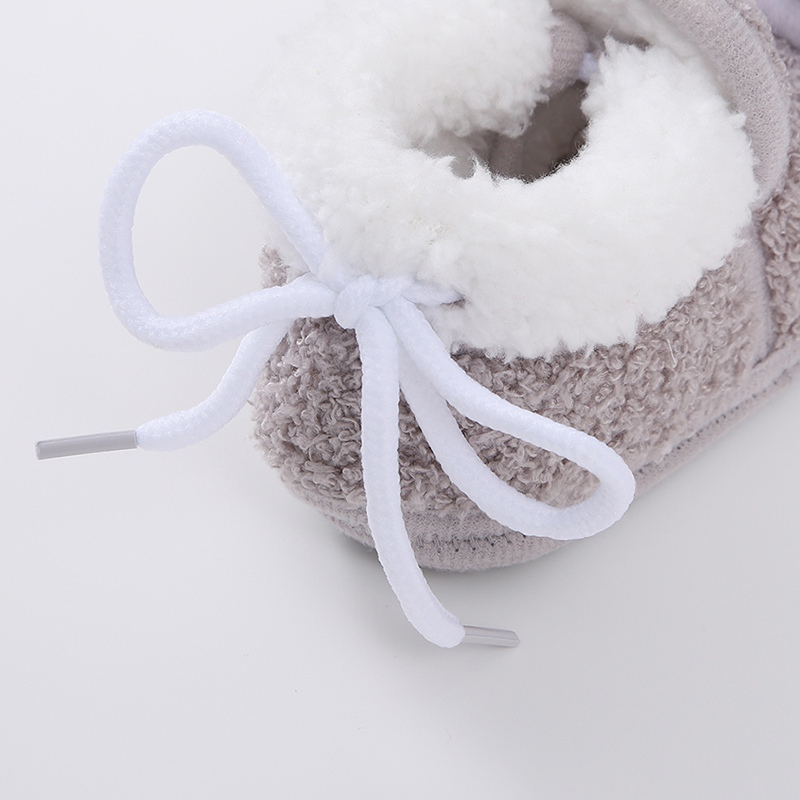 Giày Đế Mềm Bằng Vải cotton Phối Lông Kiểu Hoạt Hình Dễ Thương Cho Bé Sơ Sinh 0-18 Tháng Tuổi