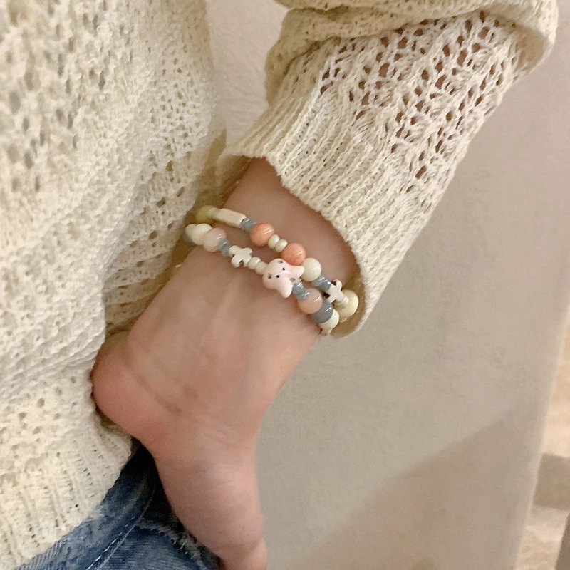 Vòng Tay Chuỗi Hạt Hình Ngôi Sao Màu macaron Thời Trang Dùng Làm Quà Tặng Sinh Nhật Cho Bạn Gái