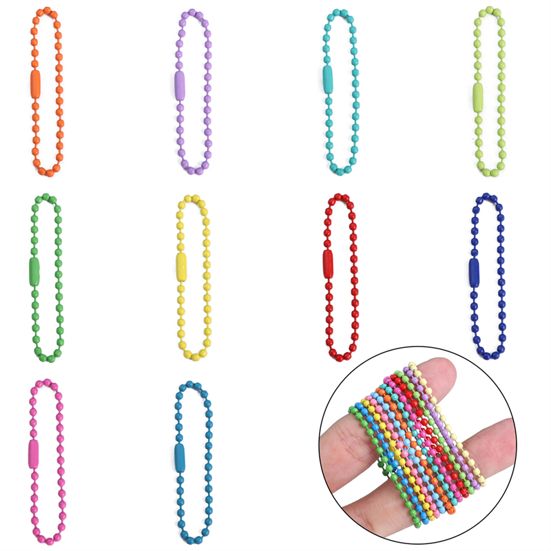 Chuỗi Hạt Bằng Sắt Nhiều Màu Sắc 12cm Dùng Làm Móc Khóa / Ba Lô diy