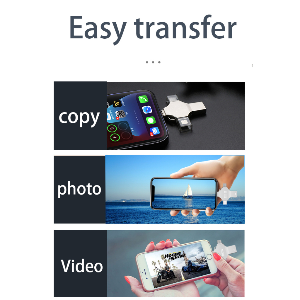 Bru Ổ Đĩa flash usb Cho iphone ipad pro android pen drive type c otg 32gb 64gb 128gb 25gb 512gb 1tb 2tb 4 Trong 1 usb3.0