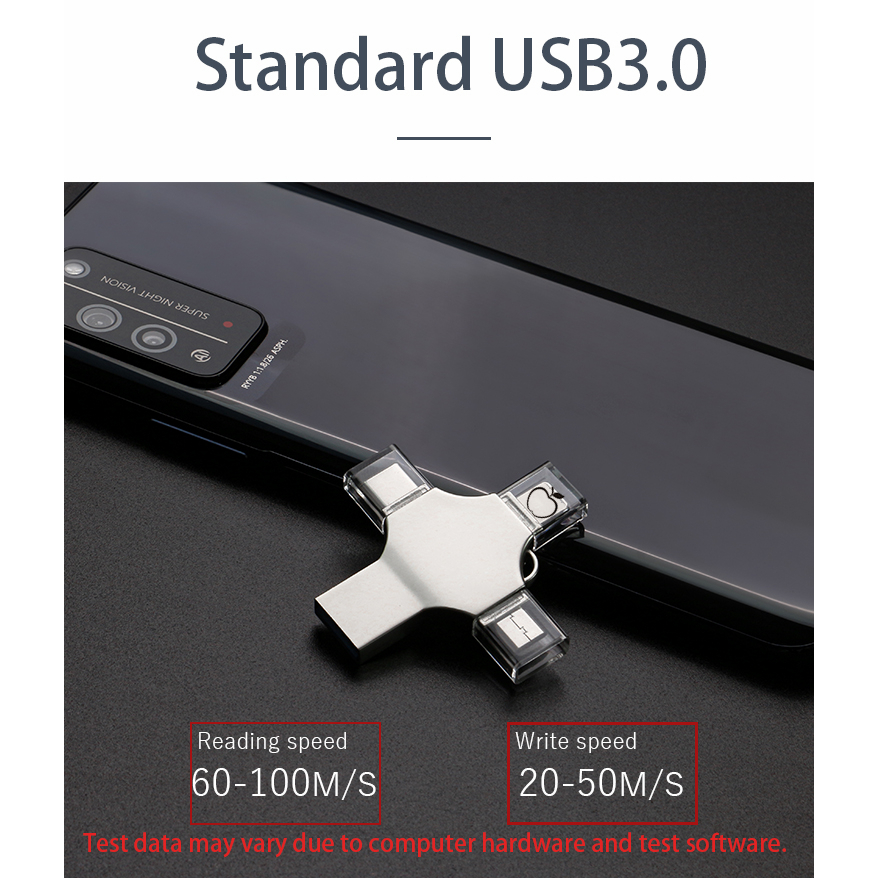 Bru Ổ Đĩa flash usb Cho iphone ipad pro android pen drive type c otg 32gb 64gb 128gb 25gb 512gb 1tb 2tb 4 Trong 1 usb3.0