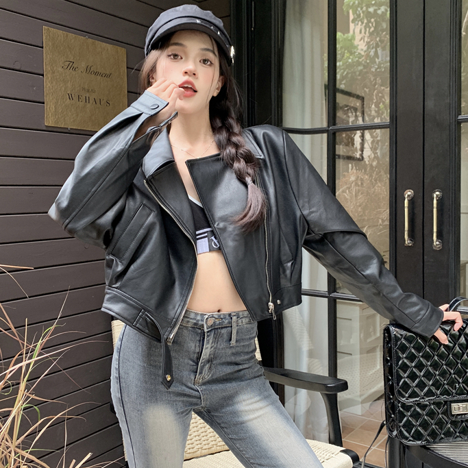Loxcavin Áo Khoác Da Thời Trang Mùa Thu Hàn Quốc 2023