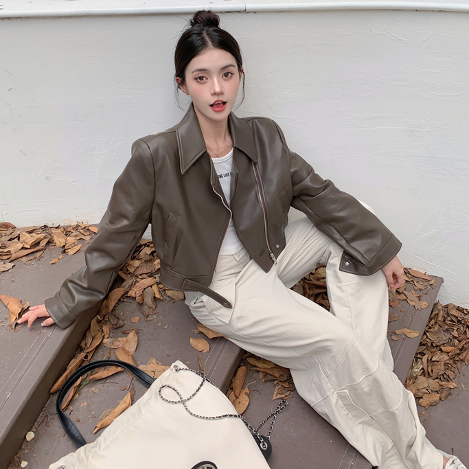 Loxcavin Áo Khoác Da Thời Trang Mùa Thu Hàn Quốc 2023