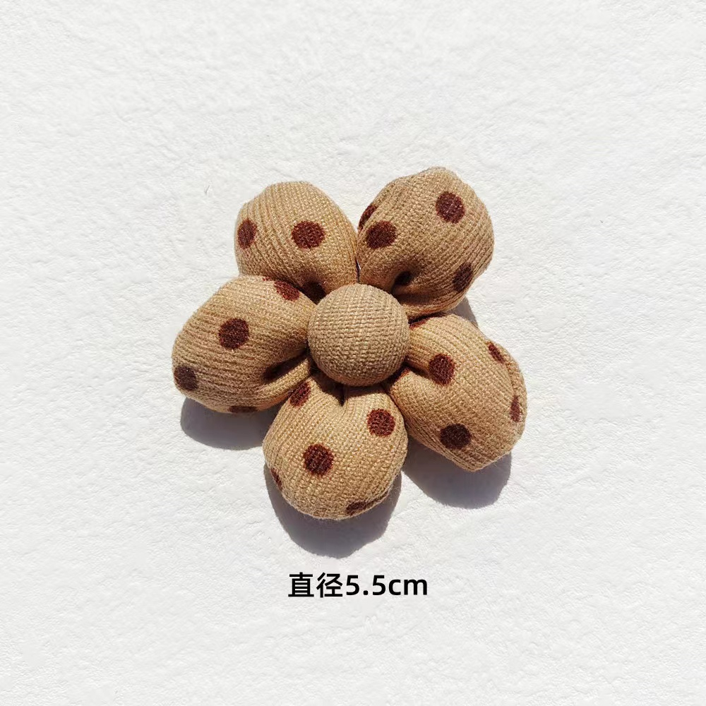 Ghim Cài Túi Xách Điện Thoại Hình Hoa Vải Lông Sọc Ca Rô Dễ Thương