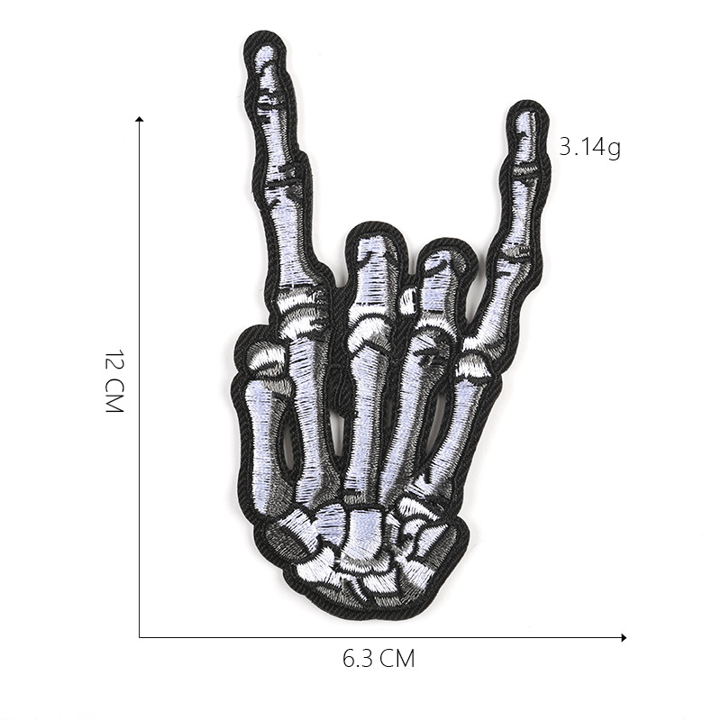 Miếng Dán Ủi Quần Áo Thêu Hình Ngón Tay Phong Cách punk diy