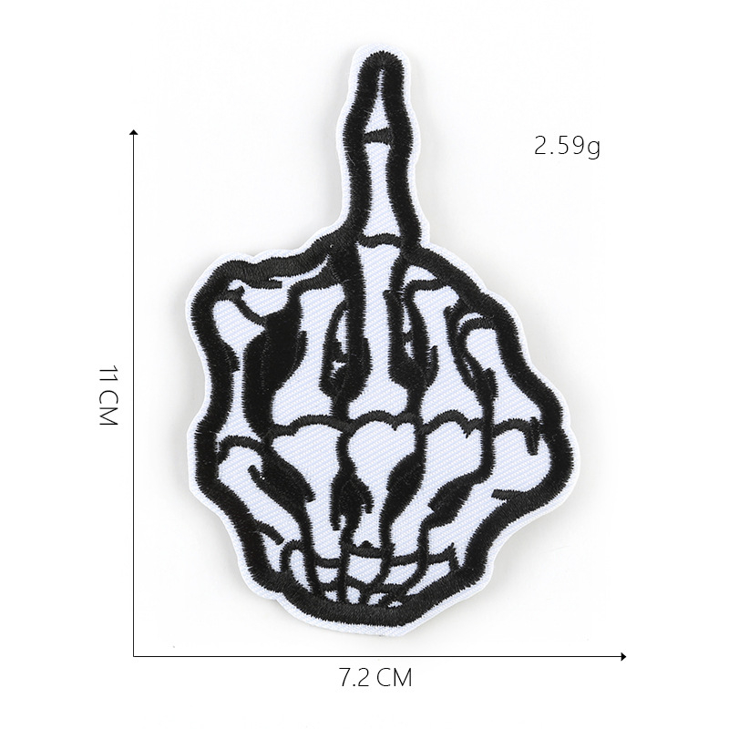 Miếng Dán Ủi Quần Áo Thêu Hình Ngón Tay Phong Cách punk diy