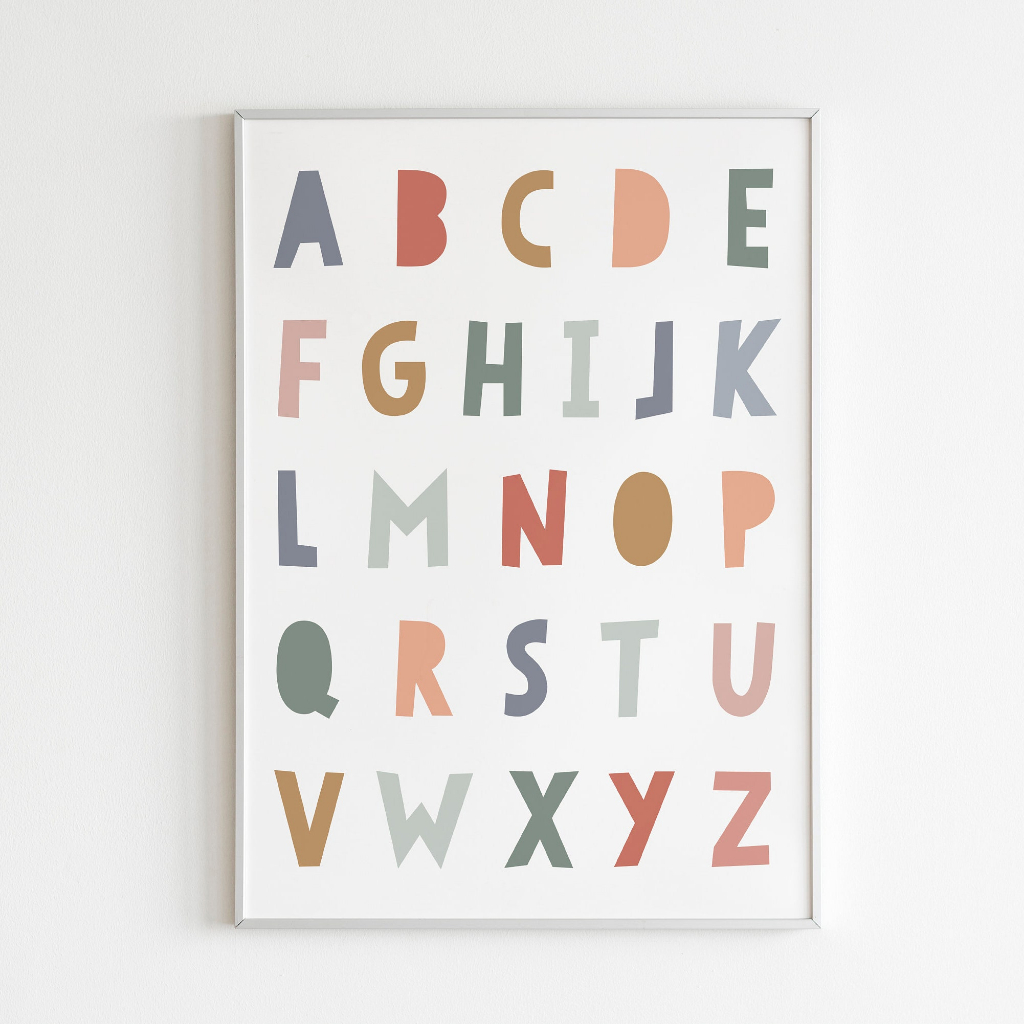 Tranh Vải Bạt Treo Tường In Chữ Và Số Phong Cách Boho Trang Trí Phòng Bé/Nhà Trẻ